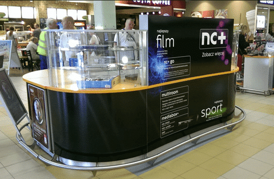 branding of promotional stands in supermarkets