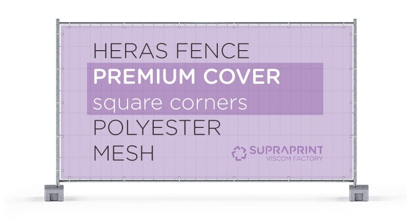 printed heras fence cover with square top corners