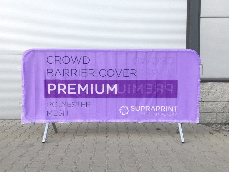Doublesided textile cover for crowd barrier