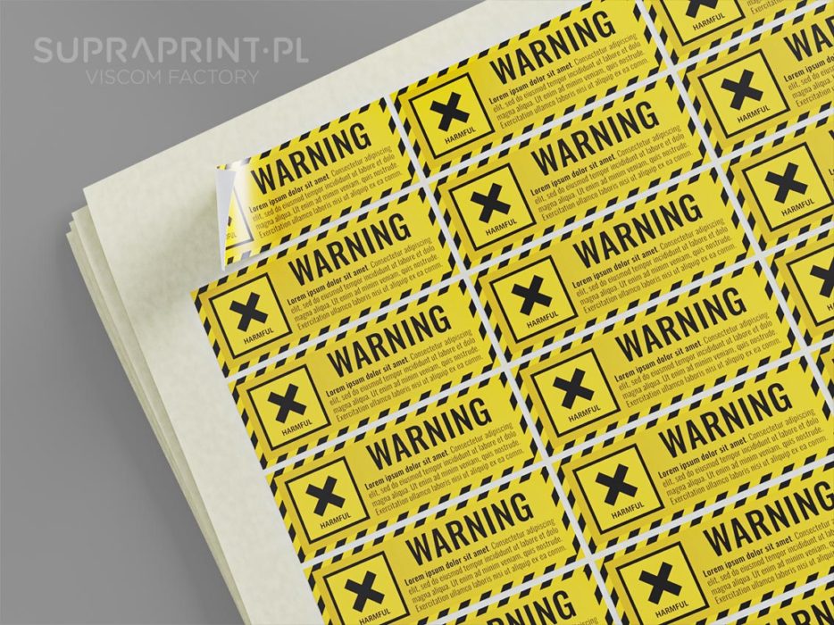 self-adhesive labels on sheets